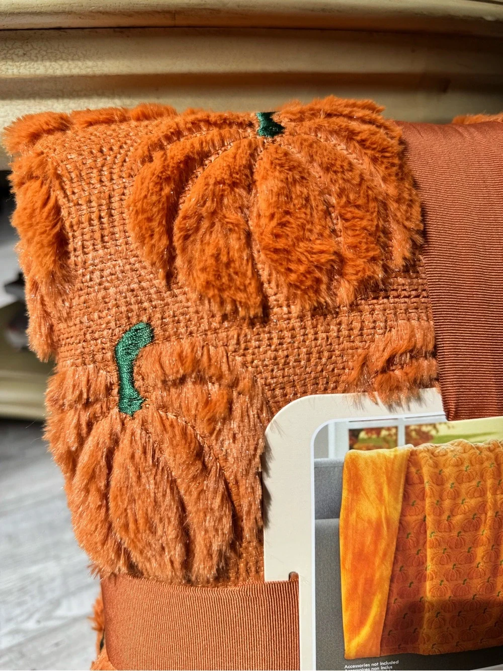 Northwest Embroidered Faux Fur Pumpkin Throw - Orange